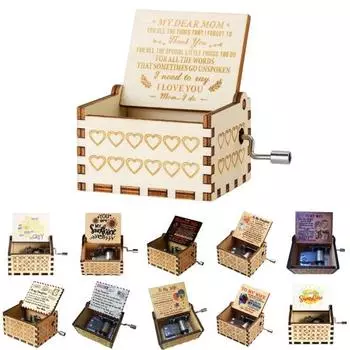 Музыкальная шкатулка, цветная четкая поющая картина, винтажное механическое движение, декоративная деревянная музыкальная шкатулка с ручным управлением, украшение для дома E