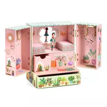 Музыкальная шкатулка DJECO Secret Garden, шкатулка для украшений, футляр для аксессуаров для девочек, подарок Монтессори на 6 лет, Рождество (DJ06087)