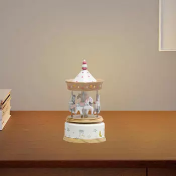 Музыкальная шкатулка для спальни, декор на день рождения, деревянная классическая заводная игрушка, детские карусели, украшения розовый