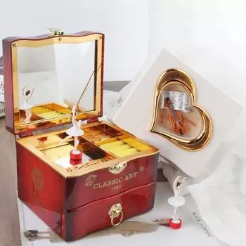 Музыкальная шкатулка для украшений в европейском стиле, классическая, вращающаяся, украшение для девочки-балерины, свадьба белый