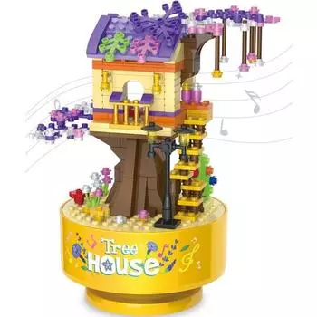 Музыкальная шкатулка Doctor Star Mini Block Tree House, разноцветные, популярные корейские игрушки