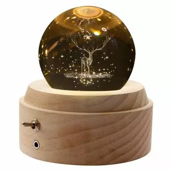Музыкальная шкатулка HSM Crystal Ball LED Projection Light USB-зарядка (Олень)…