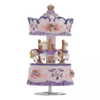 Музыкальная шкатулка-карусель Laxury Windup с 3 лошадьми, художественные изделия/подарочная мелодия, замок в небе, розовый/фиолетовый/синий/золотой оттенок на выбор розовый