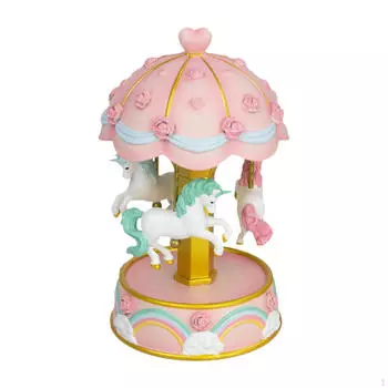 Музыкальная шкатулка-карусель ручной работы со светодиодной подсветкой для особых случаев розовый