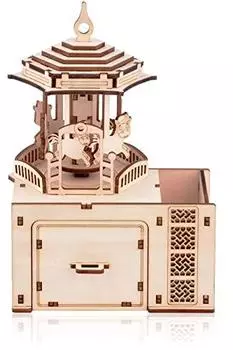 Музыкальная шкатулка MiYAVi Laputa Ghibli Carousel DIY Winter Vacation Craft Kit 3D Puzzle Деревянный пазл Обучающая игрушка Подарок на входной праздник