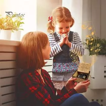 Музыкальная шкатулка «От сына к маме» с вращающейся ручкой «Ты мое солнышко», винтажная мини-механическая деревянная музыкальная шкатулка, украшение для рабочего стола, подарок на день рождения матери коричневый