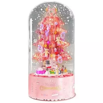 Музыкальная шкатулка Pie s Snowing Christmas, совместимая с LEGO, Рождественская елка, розовая