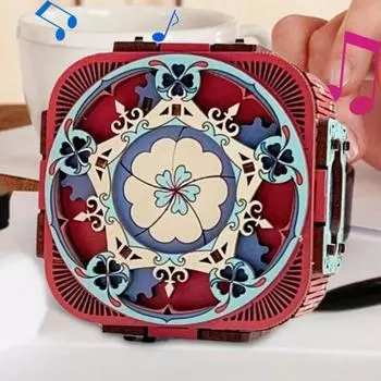 Музыкальная шкатулка ручной работы Деревянные пазлы Город Небес Сборка Кольцо Шкатулка 3D Головоломка Музыкальная шкатулка Обручальное кольцо Шкатулка style 4