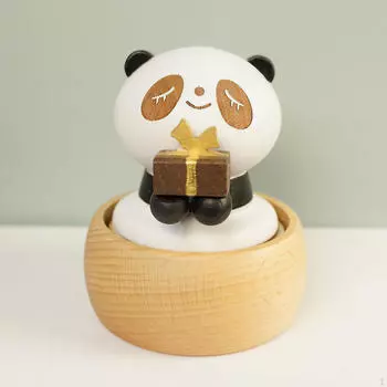 Музыкальная шкатулка с вращающейся пандой для домашнего декора и коллекционирования белый