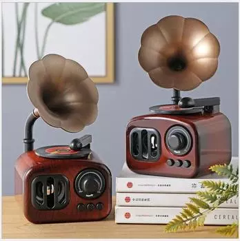 Музыкальная шкатулка в стиле ретро-фонографа, дизайн ретро-фонографа, для гостиной, спальни, рабочего стола, полки, украшения дома