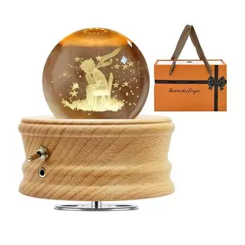 Музыкальная шкатулка Wish Upon a Star, подарок QUEENBABI, музыкальная шкатулка «Маленький принц», хрустальный шар, подарок на день рождения для женщин, упаковка подарочной коробки, популярный непрямой
