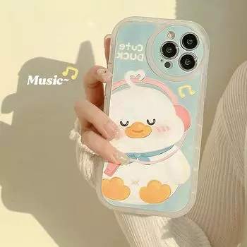 Музыкальная утка, круглый толстый мультяшный чехол Ins Love, милый чехол для телефона Iphone 12 Pro Max Xsmax 13 Mini 11 Promax X Xr, мягкий силиконовый чехол For iphone x xs
