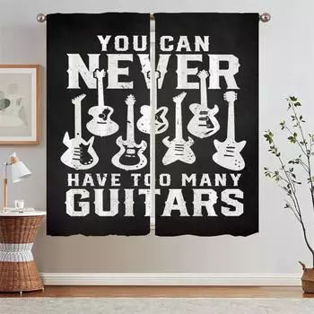 Музыкальное слово Искусство Тюль в кухонных шторах Затемняющие шторы для гостиной Украшения для дома и украшения Затемняющие шторы W50xH70cmx2pcs-CL