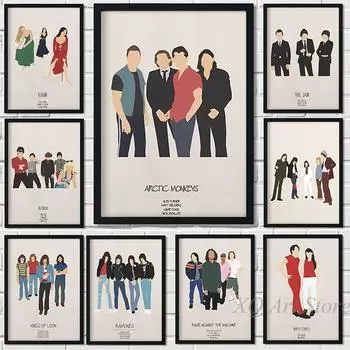 Музыкальные группы, вдохновленные искусством, картины на холсте, принт, рокер, хип-хоп, рэпер, постер, эстетическое настенное искусство, украшение для дома для гостиной 21x30cm No Framed