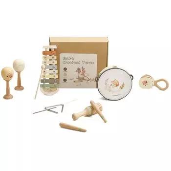 Музыкальные игрушки Promise Babe, набор из 5 ударных деревянных инструментов для обучения ударным инструментам для детей 3, 4 и 5 лет