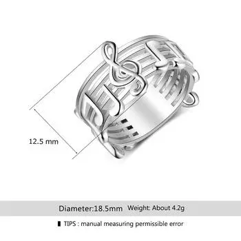 Музыкальные кольца для женщин, кольца с узором в виде нот для любителей музыки, модные ювелирные изделия, сувенир, подарок для нее (Ри102767 ) 7