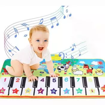 Музыкальные коврики Клавиатура Фортепиано Игровой коврик Танцевальный пол Музыкальный коврик Животное Одеяло Ковер Игровой коврик Ранние развивающие игрушки для детей Малыши (53,2x23,6 дюйма) 135x58cm