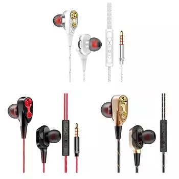 Музыкальные наушники 3,5 мм с микрофоном, спортивные наушники-вкладыши, спортивные проводные наушники с динамической сбалансированной арматурой для мобильного телефона Gold
