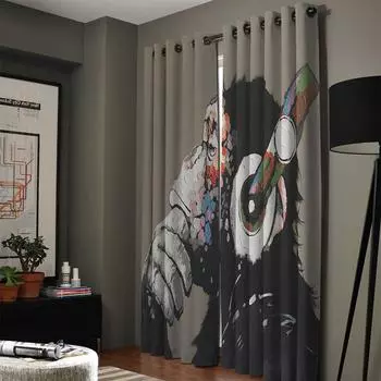 Музыкальные шимпанзе, оконные шторы, шторы для гостиной, декоративные предметы для гостиной 135W x 60H(cm)
