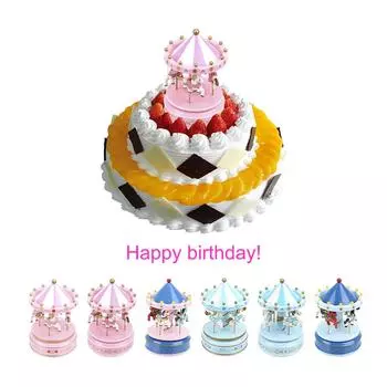 Музыкальные шкатулки Карусель Коробка Детская игрушка Украшение для дома Карусель Музыкальные шкатулки Рождество Свадьба День рождения Подарок pink 14