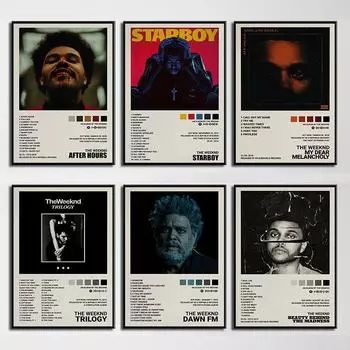 Музыкальный альбом Звезда The Weeknd Хип-хоп Плакаты Печать Холст Картина Певица Настенная картина для гостиной Украшение дома Подарок 21cm30cm NoFrame
