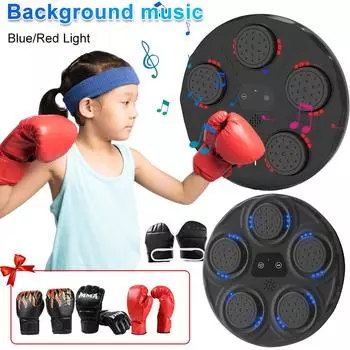 Музыкальный боксерский автомат, синий/красный свет, боксерские колодки, настенная мишень с фоновой музыкой, перфорационное оборудование для детей и взрослых Just Target