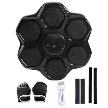 Музыкальный боксерский станок с перчатками, умный музыкальный боксерский станок, настенный тренажер для отработки ударов с 9 Without Gloves чёрный