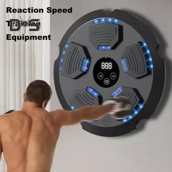 Музыкальный боксерский тренажер Настенный Bluetooth-совместимый электронный смарт-светодиодный боксерский тренировочный мишень для бокса Оборудование для тренировок в домашнем спортзале чёрный