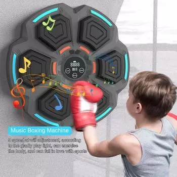 Музыкальный боксерский тренажер Настенный интеллектуальный Bluetooth-совместимый перфоратор с мишенью для тренировок на ловкость Электронное светодиодное оборудование для тренировок по боксу чёрный