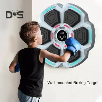 Музыкальный боксерский тренажер Настенный интеллектуальный Bluetooth-совместимый перфоратор с мишенью для тренировок на ловкость Электронное светодиодное оборудование для тренировок по боксу чёрный
