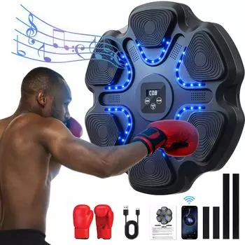 Музыкальный боксерский тренажер с боксерскими перчатками, оборудование для тренировок, интерактивное фитнес-оборудование и тренажер для рефлексотерапии для взрослых, настенный боксерский тренажер для дома