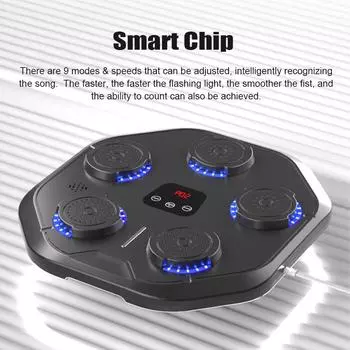 Музыкальный боксерский тренажер с перчатками Интеллектуальная тренировочная мишень для бокса BT Настенный бокс чёрный