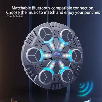 Музыкальный боксерский тренажер с перчатками, настенный, 3-скоростной, регулируемый, умный, светодиодный, боксерский тренажер, боксерская мишень, домашний тренажерный зал, тренировочное оборудование чёрный