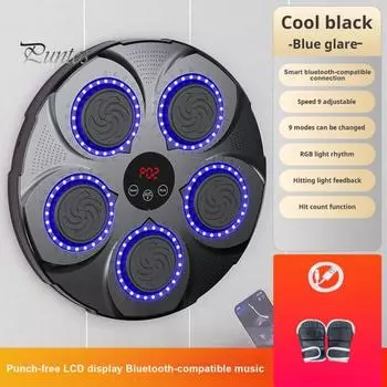 Музыкальный боксерский тренажер с перчатками, настенный, совместимый с Bluetooth, регулируемый, умный, светодиодный, тренировочный боксерский коврик, боксерская мишень, домашний тренажерный зал, тренировочное оборудование Red Light