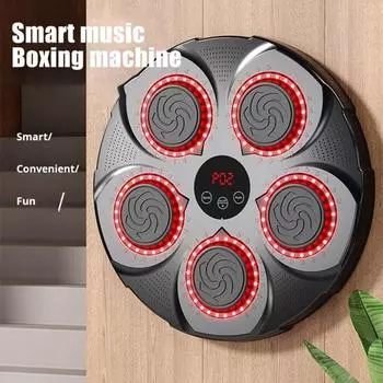 Музыкальный боксерский тренажер с перчатками, настенный, совместимый с Bluetooth, регулируемый, умный, светодиодный, тренировочный боксерский коврик, боксерская мишень, домашний тренажерный зал, тренировочное оборудование Blue light