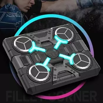 Музыкальный боксерский тренажер с перчатками, совместимый с Bluetooth, настенный умный тренажер, электронное ударное оборудование для дома, в помещении и спортзале чёрный