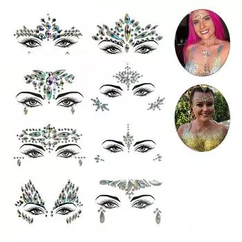 Музыкальный фестиваль клейкая наклейка на лицо алмаз модная акриловая смола алмазная наклейка кристалл лицо наклейка татуировка алмаз YC022