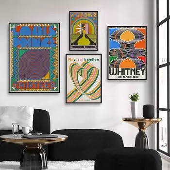 Музыкальный фестиваль, плакаты и принты, винтажная абстрактная картина на холсте, поп-настенная картина, украшение для гостиной, дома 21cm30cm No Frame