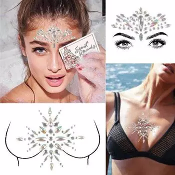 Музыкальный фестиваль Украшения для лица Стразы Rave Face Драгоценности Блестящие кристаллы День рождения Фестиваль Глаза Лицо Тело Временные татуировки для фестивальной вечеринки YT-01