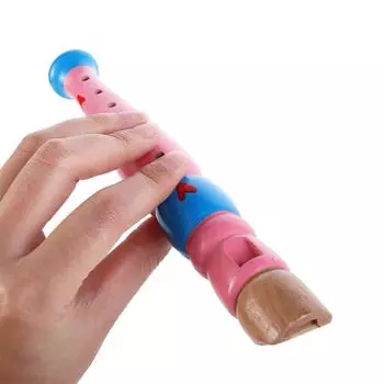 Музыкальный инструмент для детей, 20 см, деревянная флейта, короткая флейта, 6 отверстий, блокфлейта, мультяшная флейта Random color