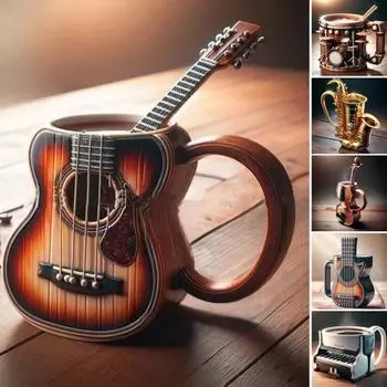 Музыкальный инструмент Кофейная кружка Гитара Фортепиано Скрипка Барабан Саксофон Электрогитара Керамика