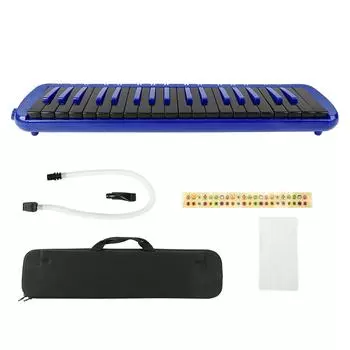 Музыкальный инструмент Melodica 37 Key Wind, подходящий для сумки для начинающих F37s(синий )
