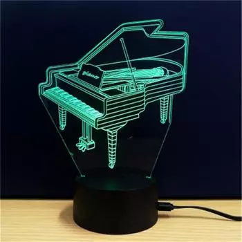 Музыкальный инструмент пианино 3D светодиодная лампа 7 цветов музыкант подарок спальня украшение ночники разноцветный