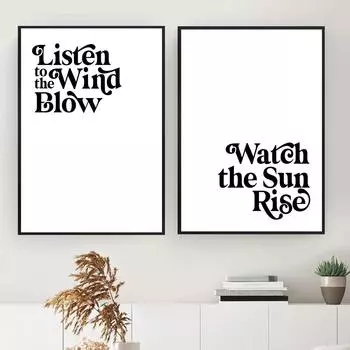 Музыкальный постер Fleetwood Mac с черно-белой цитатой Listen To The Wind Картина на холсте настенные картины для гостиной и домашнего декора 21cm30cm NoFrame