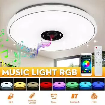 Музыкальный светодиодный потолочный светильник RGB Несколько режимов работы Bluetooth-совместимый динамик с регулируемой яркостью 33cm
