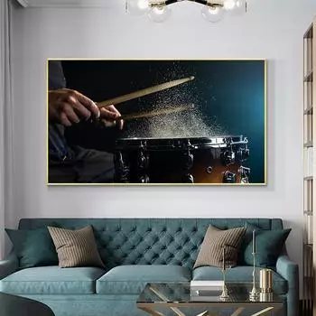 Музыкант Барабанщик Фото Современная Bgm Wall Art Холст Печати Плакат Обнадеживающая Темная Картина Для Подарка Гостиная Домашний Декор Cuadros 20x40cm no frame