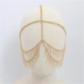Mw2925Аксессуары для волос Модные металлические цепочки Волнистые бахромчатые цепочки Головные уборы Аксессуары для волос Повязка на голову золотой