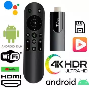 MX10 WIFI ATV 2.4G 5.8G Mini TV Stick Android13.0 Allwinner H618 HDR10+ 3D Поддержка 4K Видео BT Голосовой пульт дистанционного управления Smart TV Stick