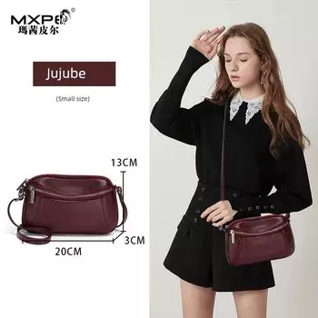 Mxpe Leather Women s Mini All-Match Double Zipper Pouch Jujube red small size
