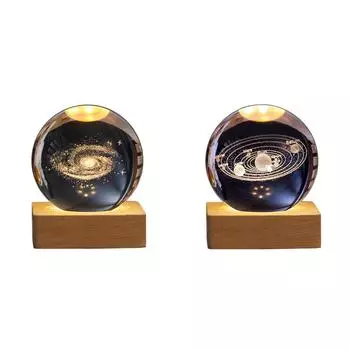 MY# 3D гравированный маленький стеклянный шар декоративный USB зарядка для спальни декор (Млечный Путь